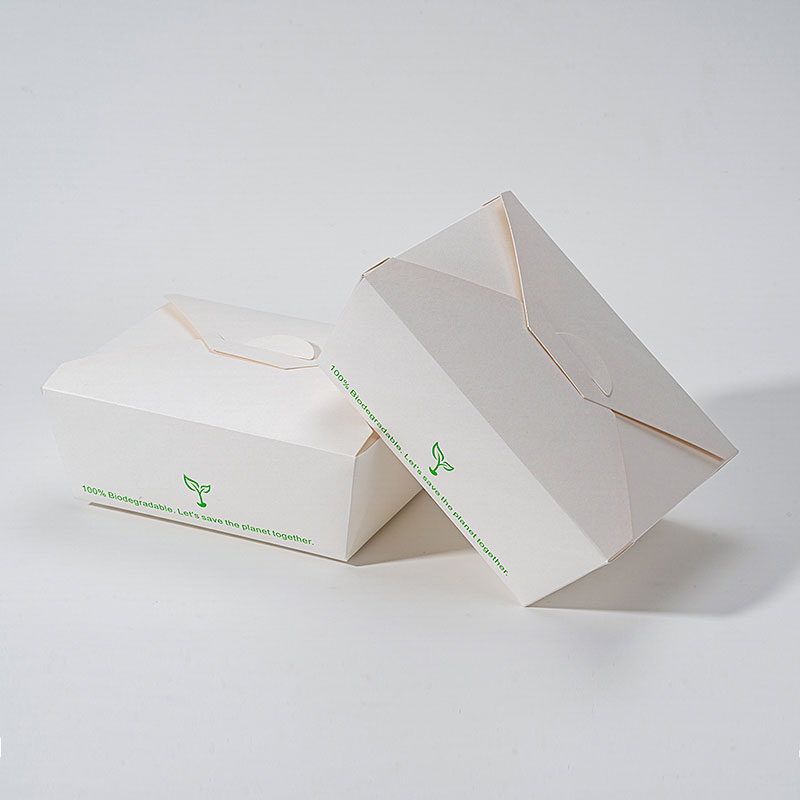 Recipiente de papel biodegradável para almoço para viagem no escritório